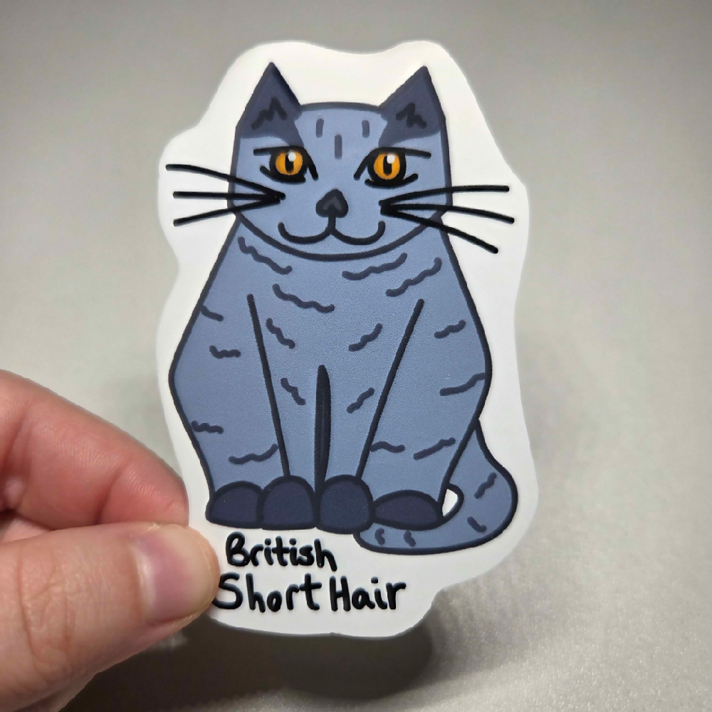 Cat Breed Hand Designed Stickers Glossy Vinyl Water Resistant