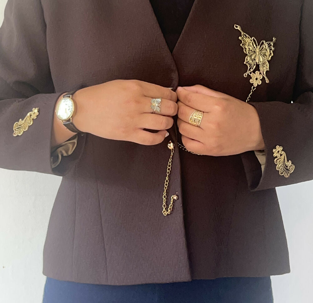 MINOSA PETITE BROWN BLAZER (UPCYCLED)