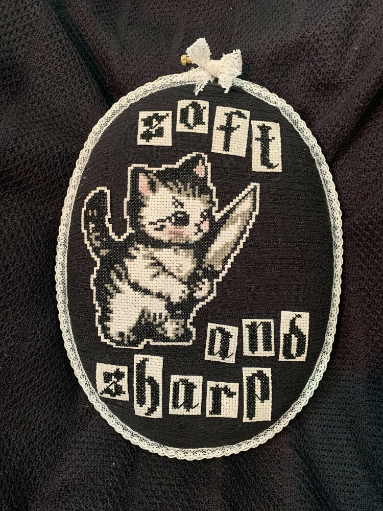 Handmade Cross Stitch Embroidery -Soft and Sharp- Modern Subversive Art