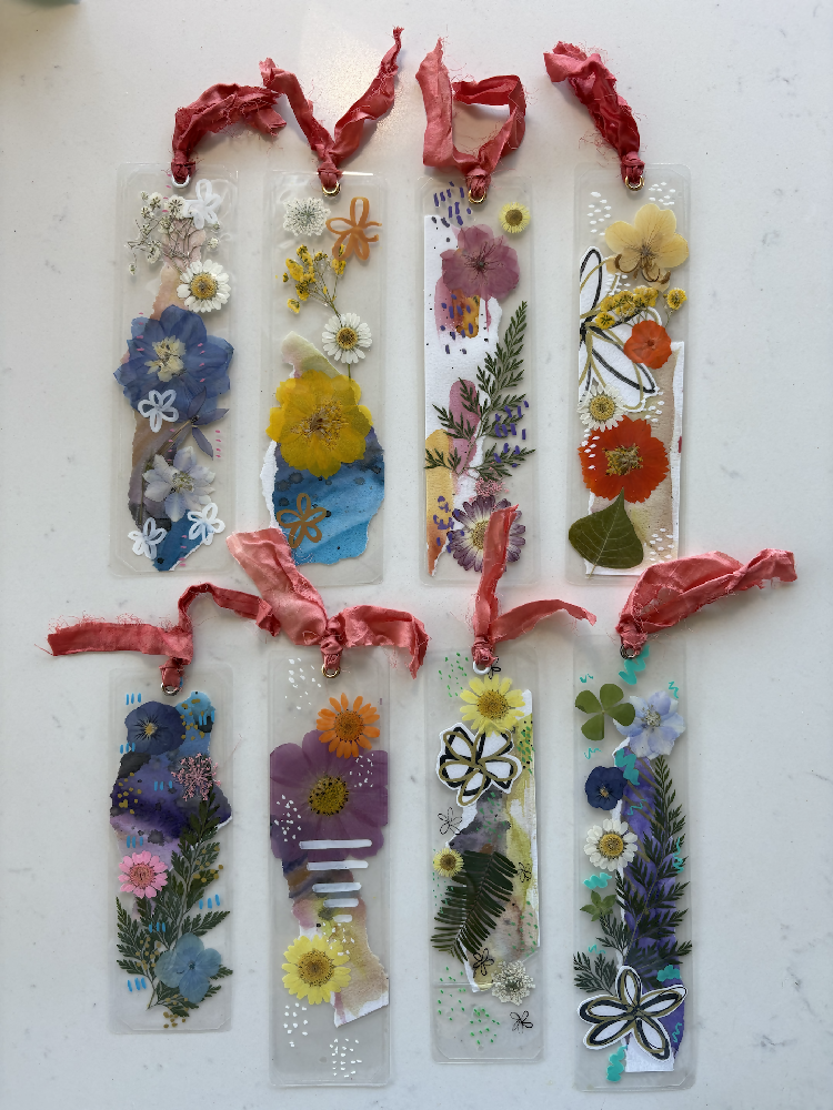 Handmade floral bookmark - set of 3