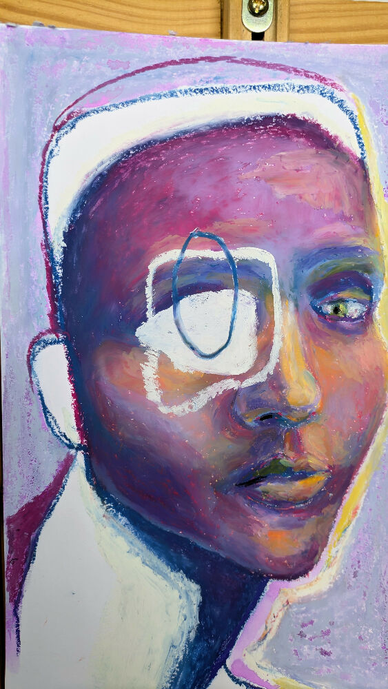 Untitled original oil pastel drawing