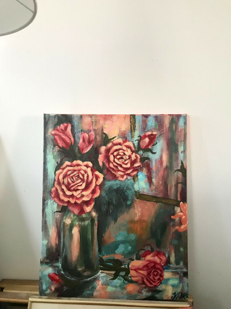 Study of Roses acrylic painting