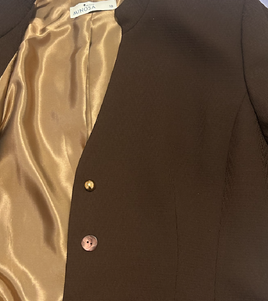 MINOSA PETITE BROWN BLAZER (UPCYCLED)