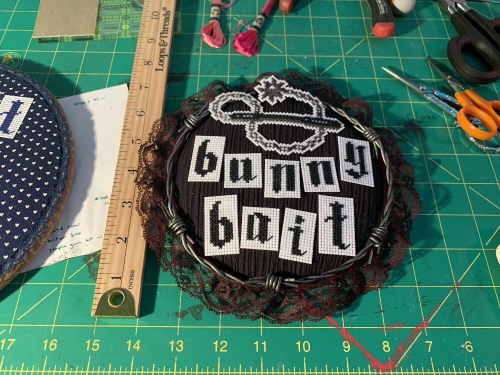 Handmade Cross Stitch Embroidery -Sadists Trap- Modern Subversive Art