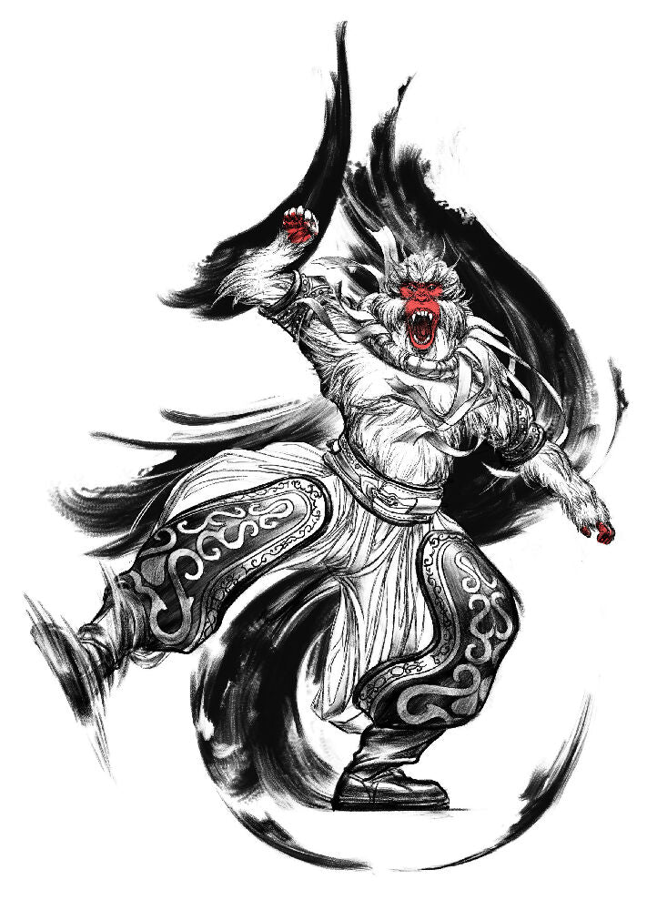 Monochrome character illustration