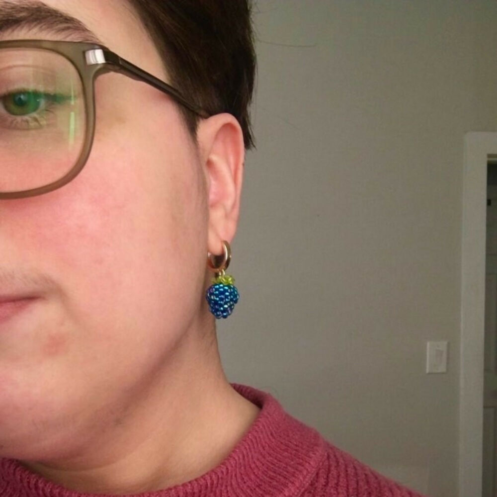 Beaded Blue Raspberry Earrings