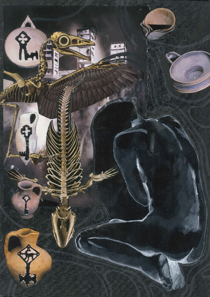 Five of Cups - Mixed Media Collage Art Print - A4 Size