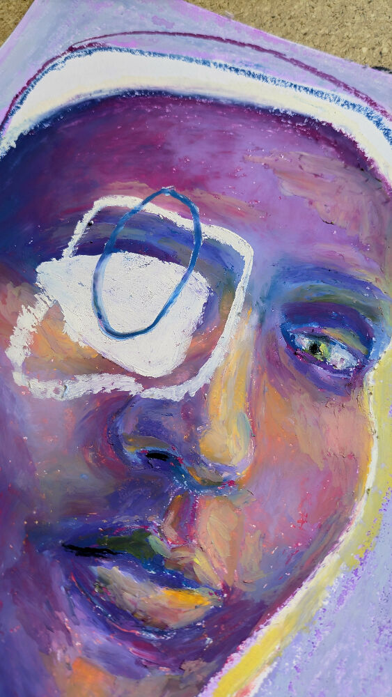 Untitled original oil pastel drawing