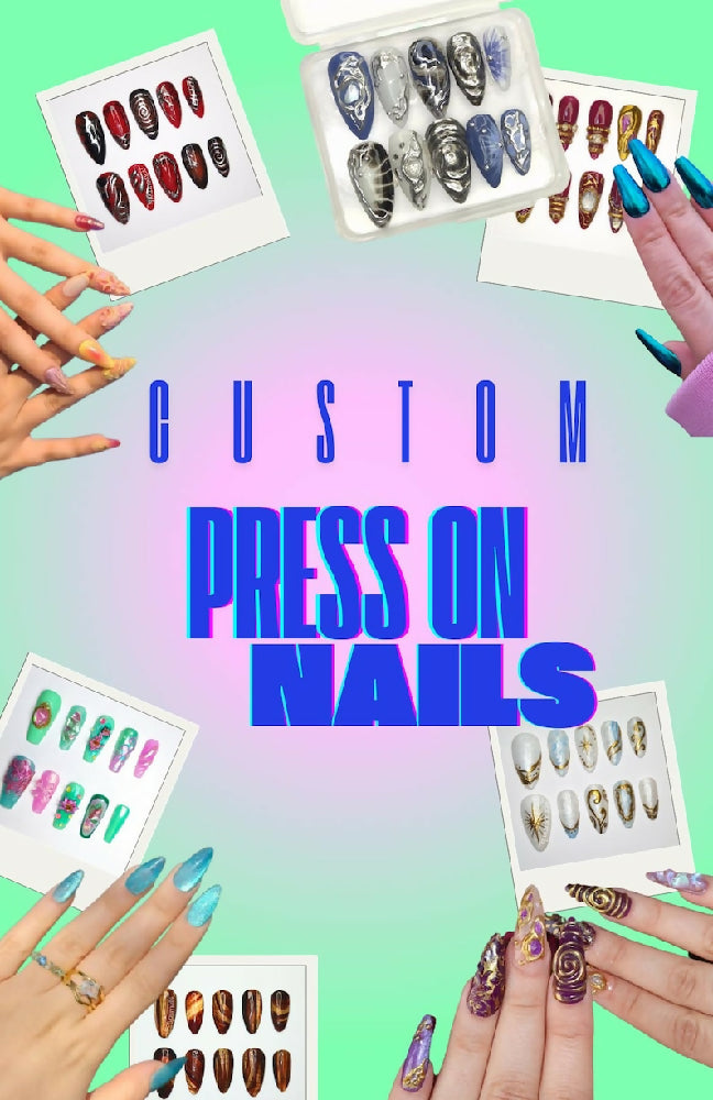 Custom Handmade Press On Nail Set Gel Nail Order Made to Order Personalized Different Styles
