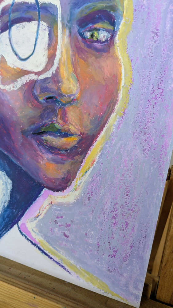 Untitled original oil pastel drawing