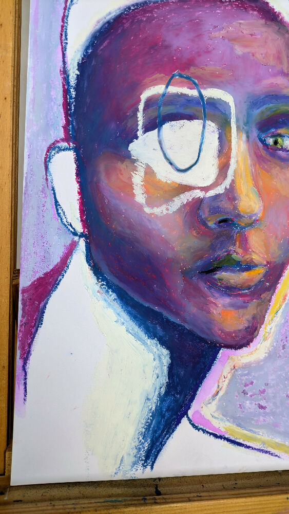 Untitled original oil pastel drawing