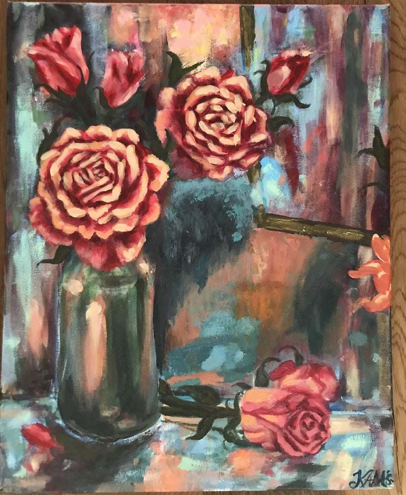 Study of Roses acrylic painting