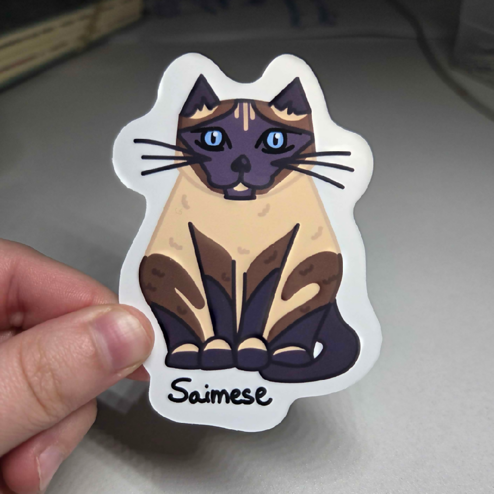 Cat Breed Hand Designed Stickers Glossy Vinyl Water Resistant