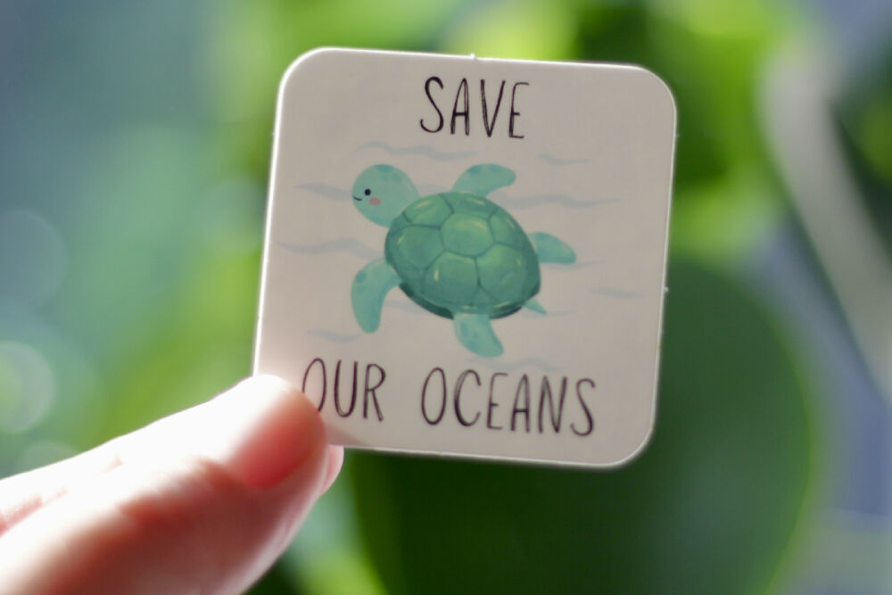 Turtle Vinyl Sticker Save the Oceans