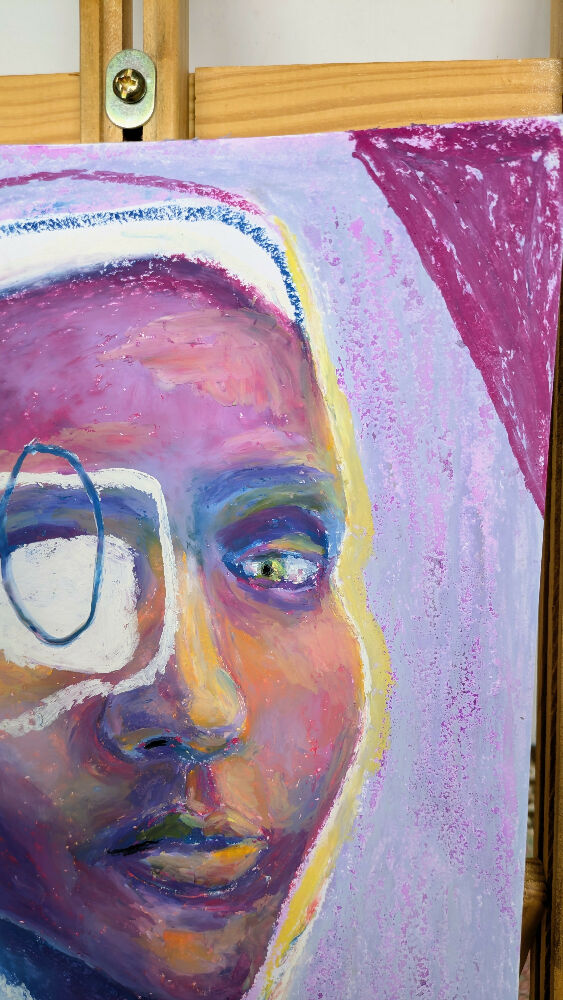 Untitled original oil pastel drawing