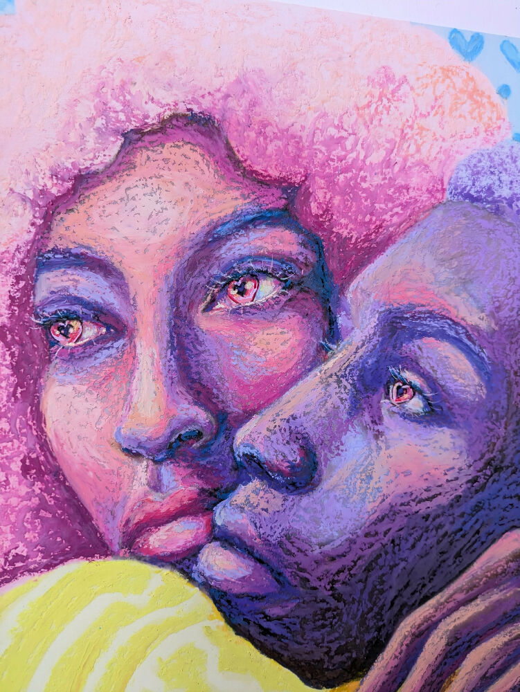 Lovers original oil pastel artwork