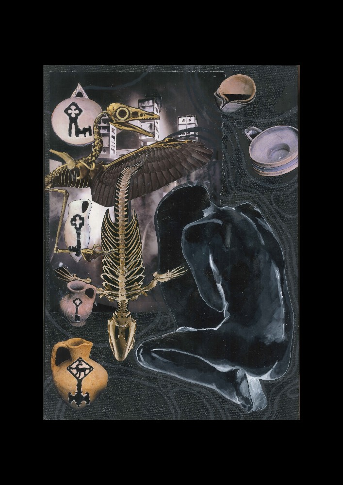 Five of Cups - Mixed Media Collage Art Print - A4 Size