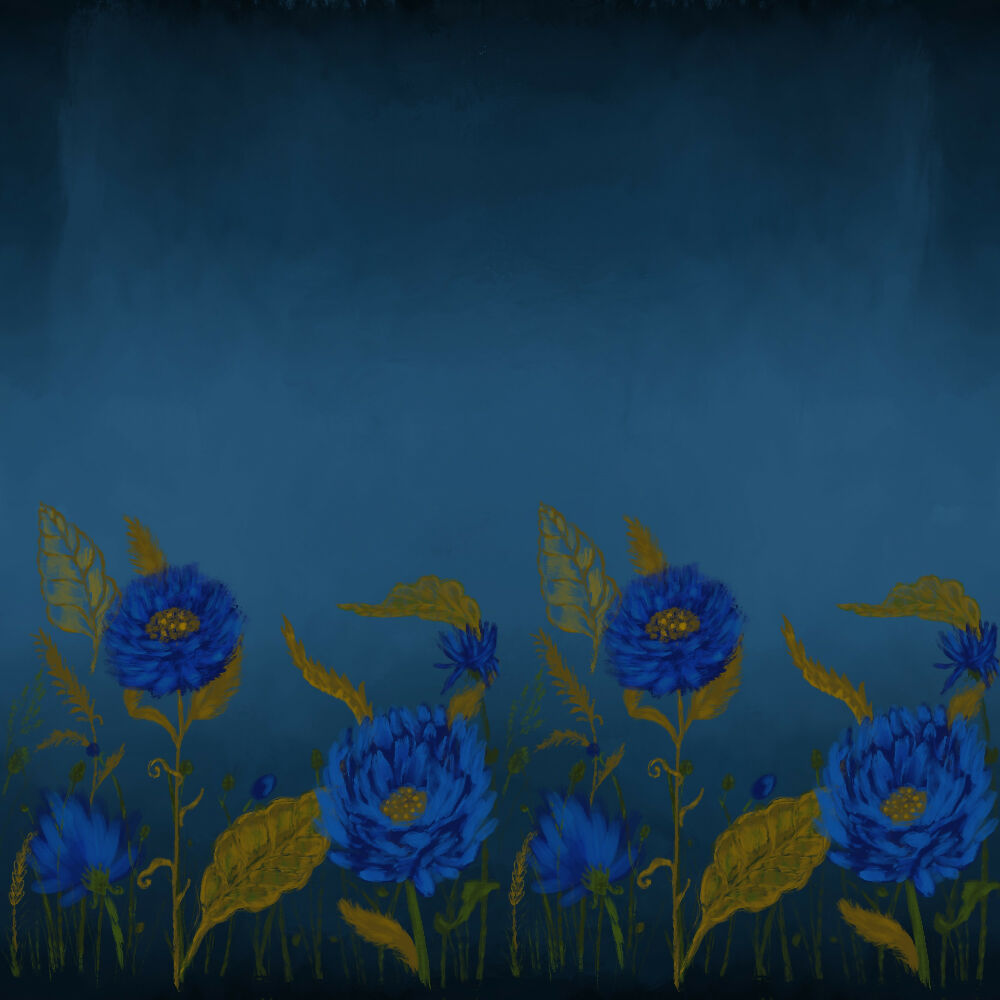 Nocturnal Flora fabric pattern print on canvas