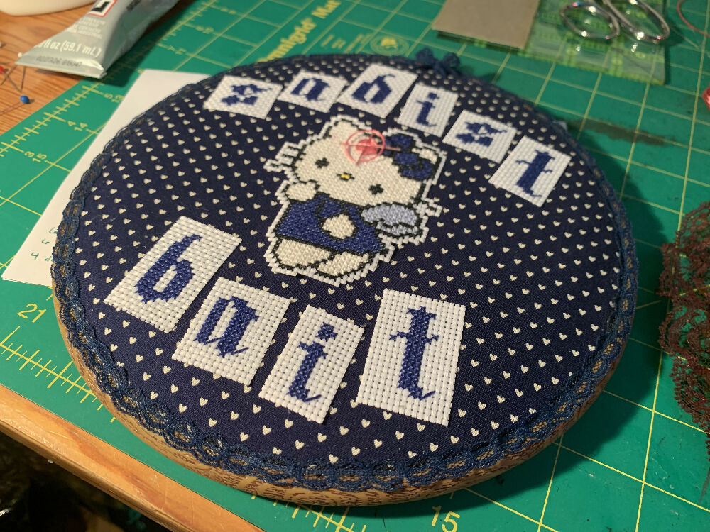 Handmade Cross Stitch Embroidery -Masochists Trap II- Modern Subversive Art