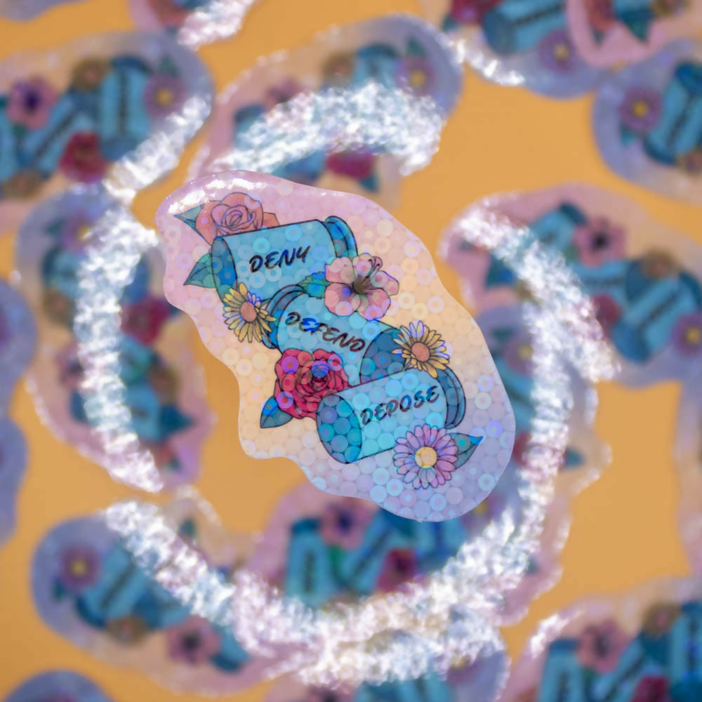 Deny Defend Depose Sticker