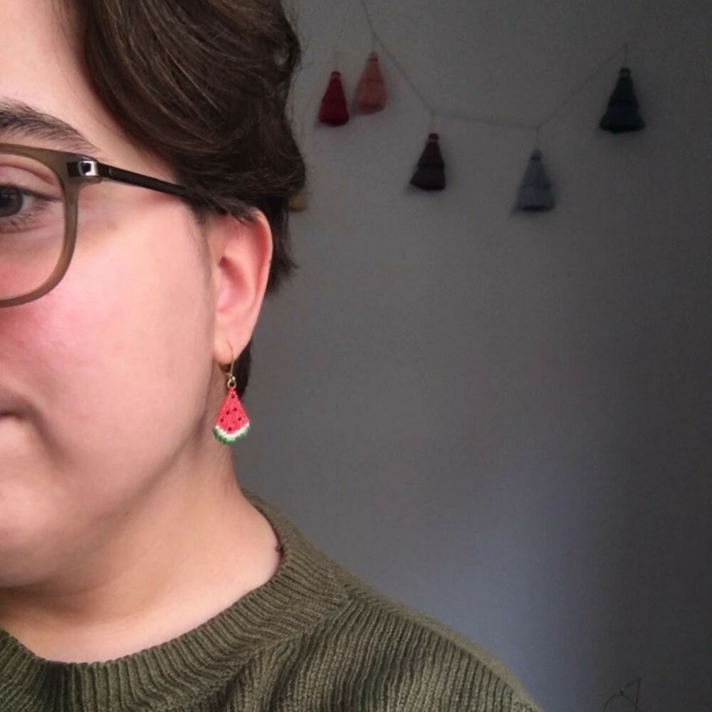 Beaded Watermelon Earrings