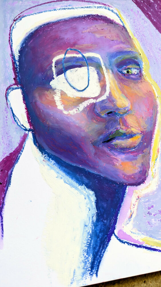 Untitled original oil pastel drawing
