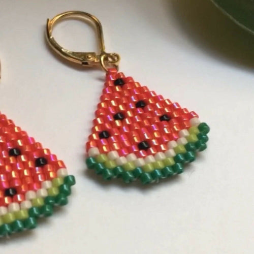 Beaded Watermelon Earrings