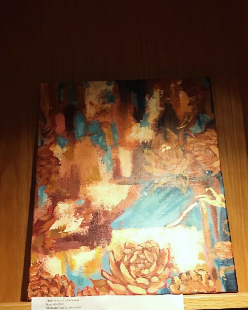 Autumnal Roses in Abstraction acrylic painting