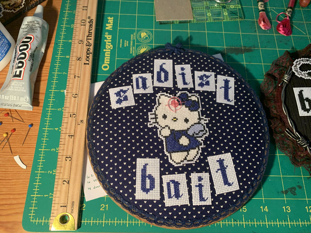 Handmade Cross Stitch Embroidery -Masochists Trap II- Modern Subversive Art