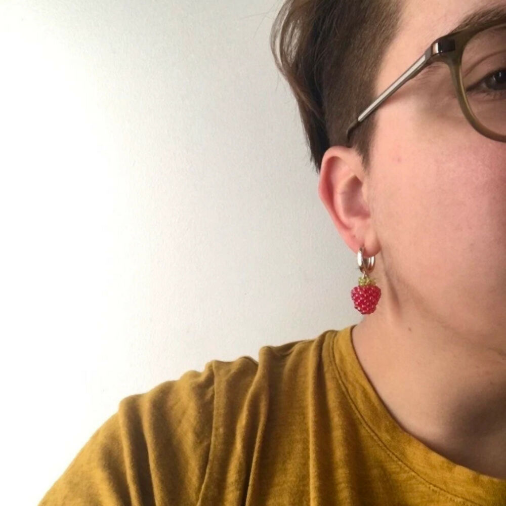 Beaded Raspberry Earrings
