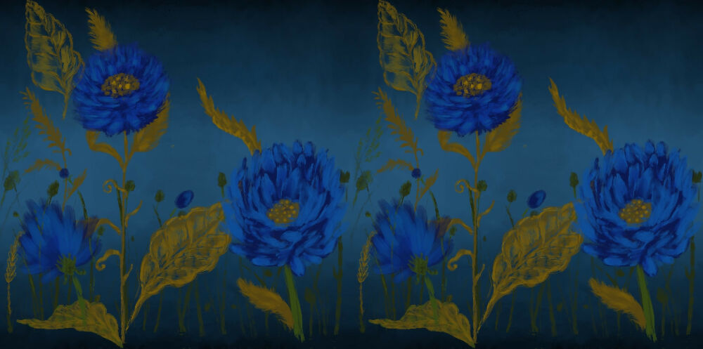 Nocturnal Flora fabric pattern print on canvas
