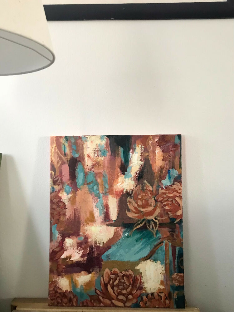 Autumnal Roses in Abstraction acrylic painting